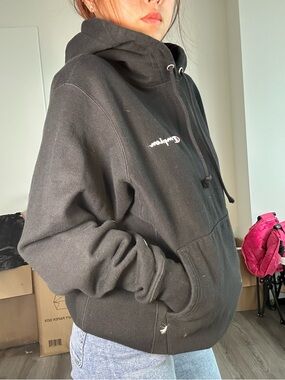 Champion Black Embroidered Logo Hoodie